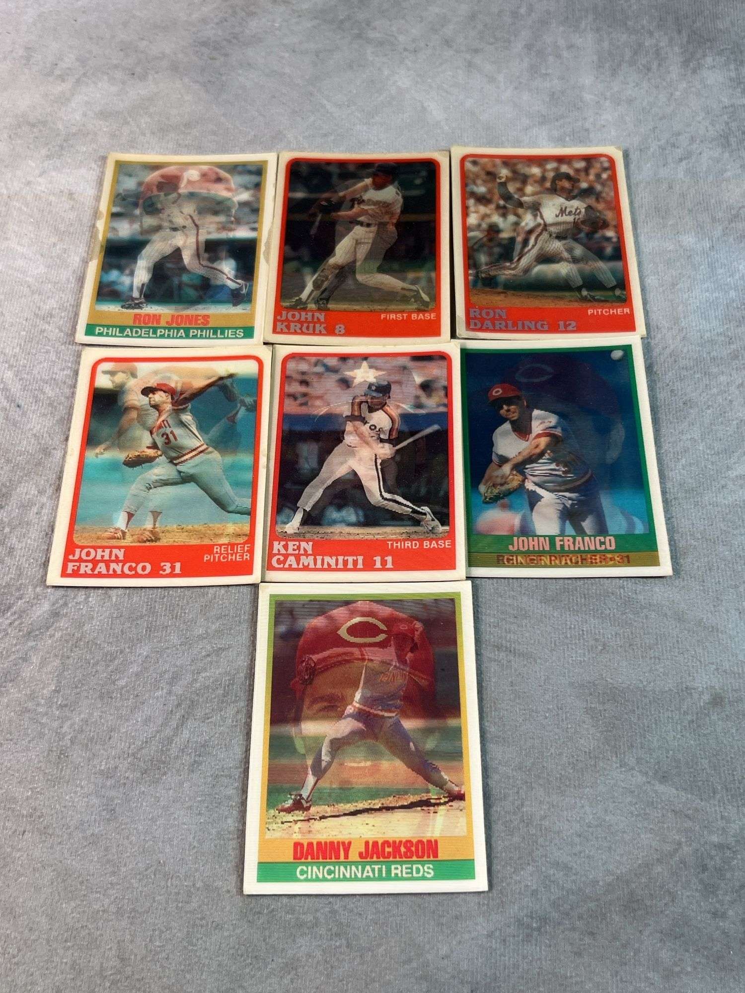 1987 Sportflics Holographic Cards ( John Franco, Danny Jackson, Ken Caminiti, Ron Darling, John Krue