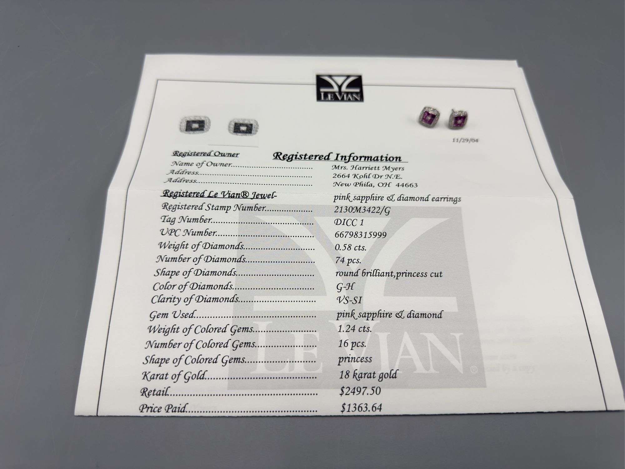LE VIAN JEWELRY PINK SAPPHIRE & DIAMOND EARRINGS