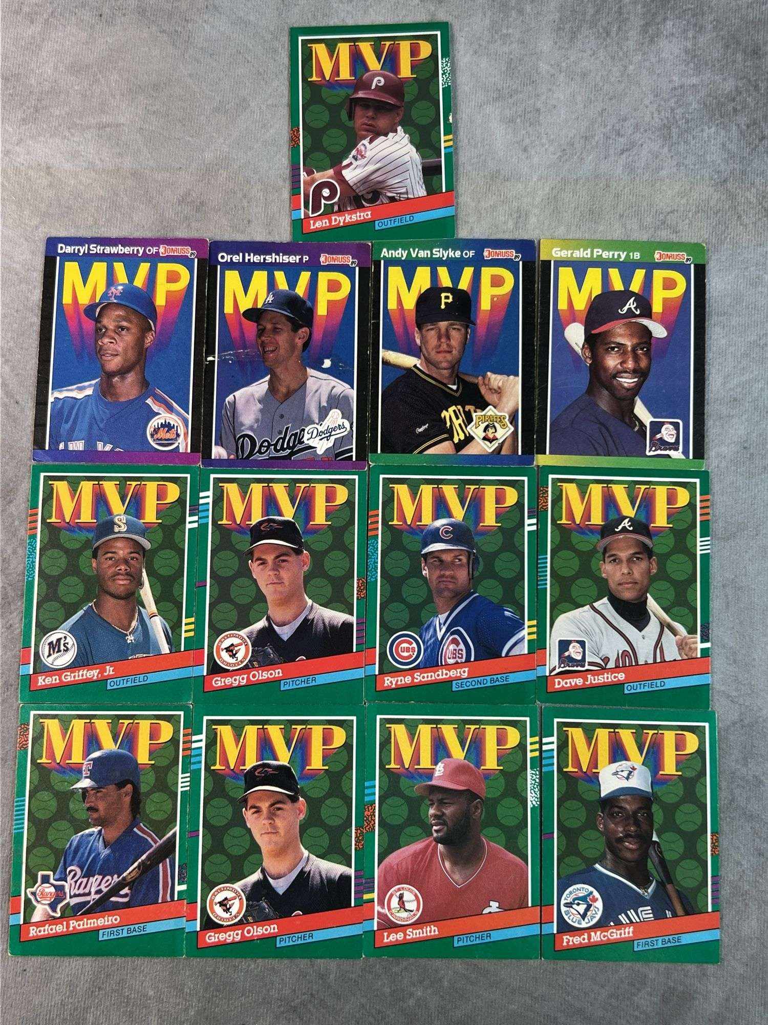 1988 Donruss & 1990 Leaf MVP Cards ( Darryl Strawberry, Orel Hershiser, Andy Van Slyke, Gerald Perry