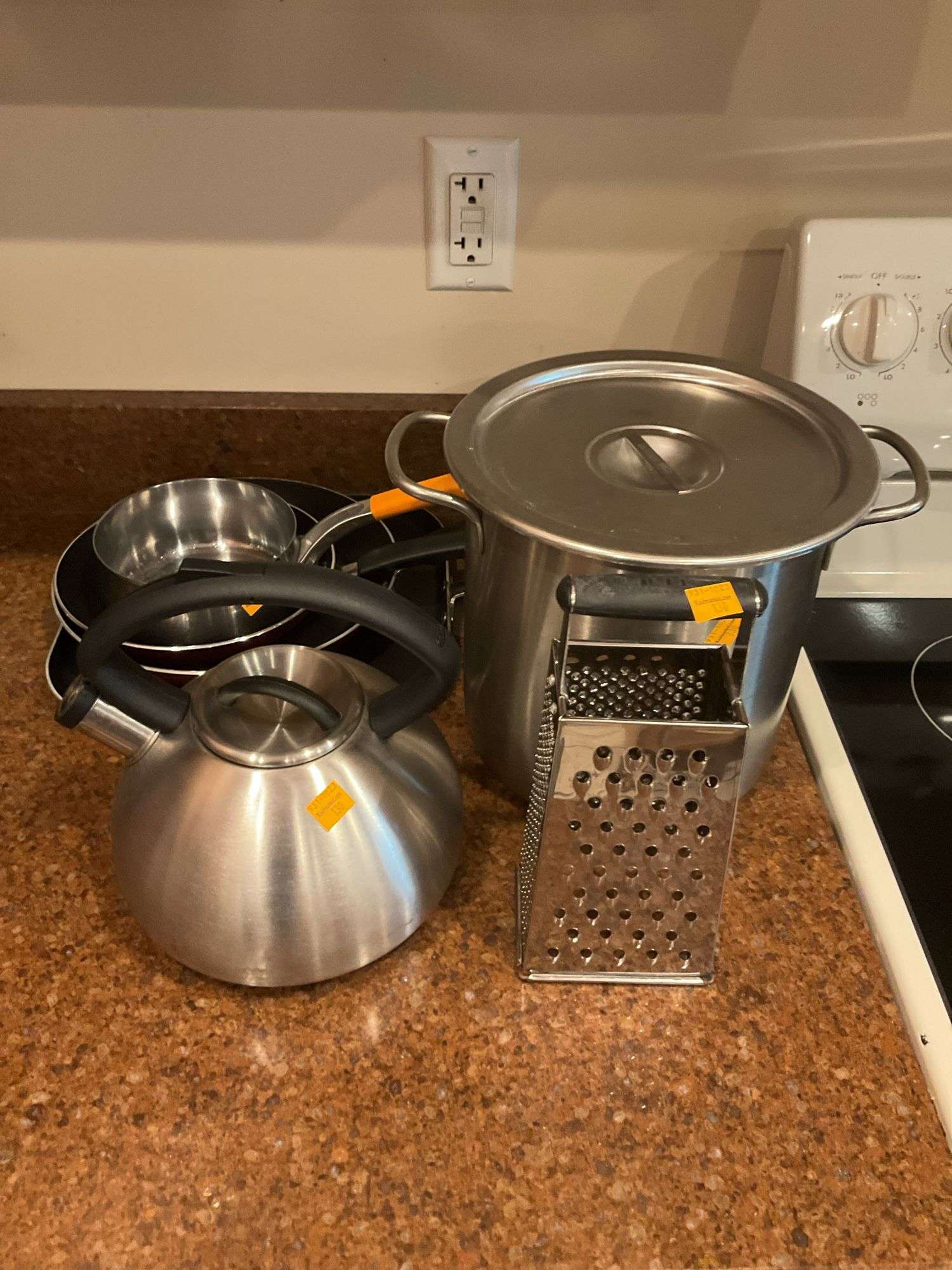 Assortment of Pots and Pans, Tea Kettle