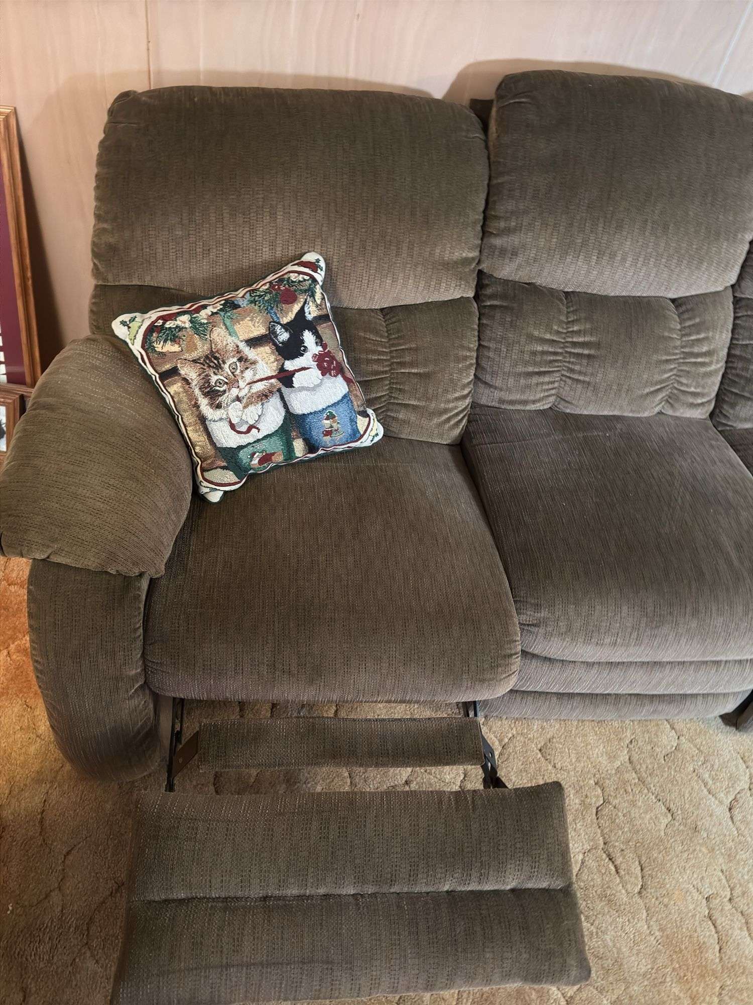 RECLINER COUCH IN USED BUT GOOD CONDITION 36”H x 90”L 34”W