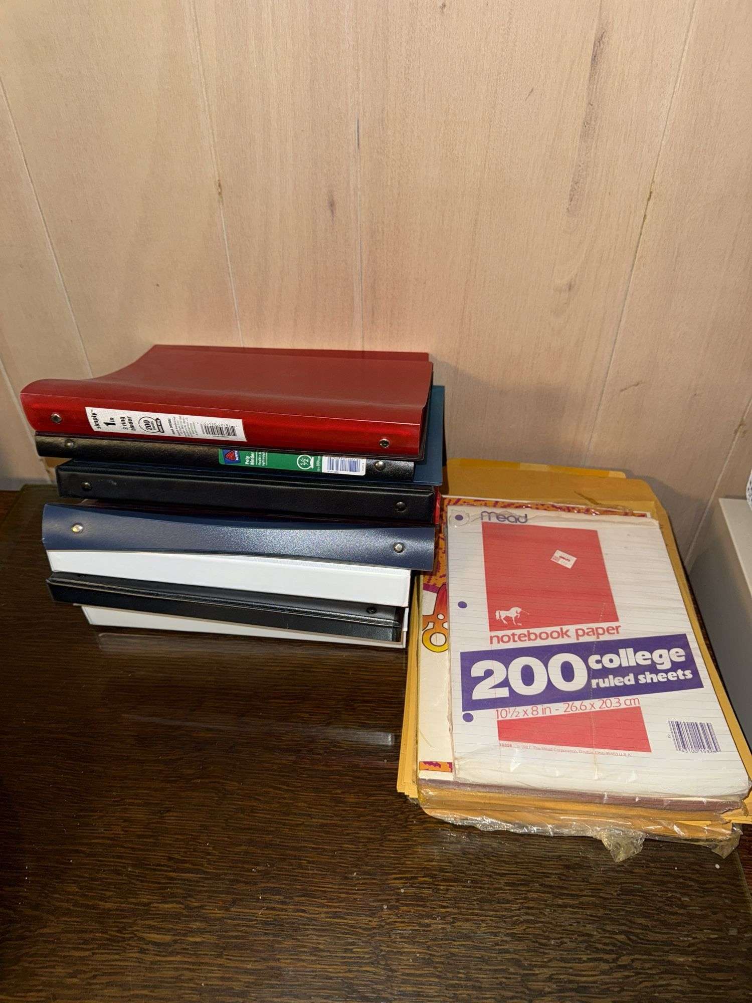 OFFICE SUPPLIES: BINDERS, MANILA FOLDERS, LOOSE LEAF PAPER