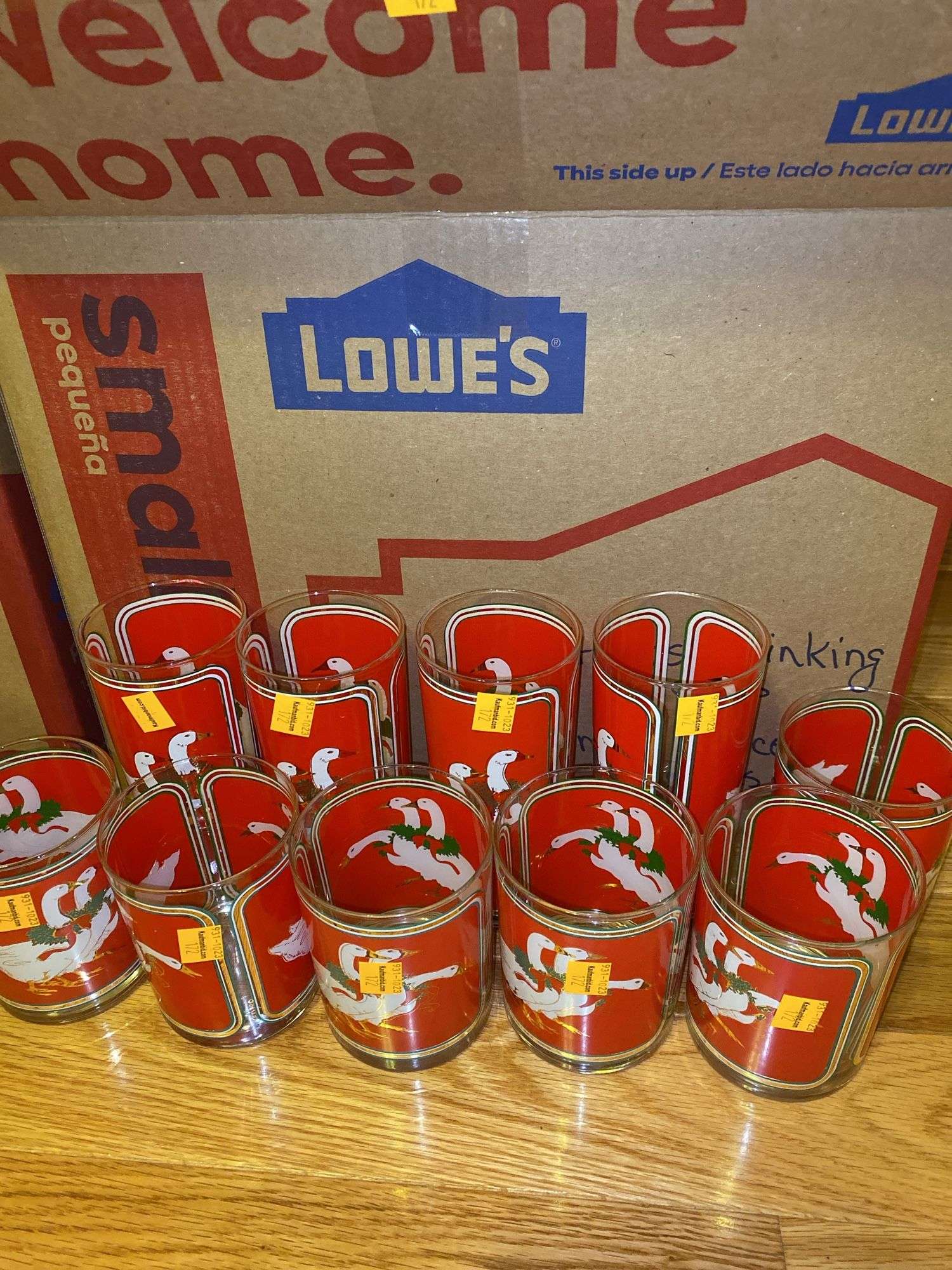 (10) Christmas Geese Glass Cups