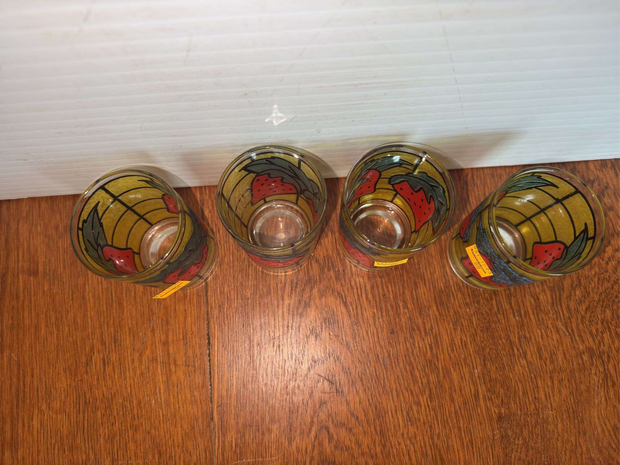 (4) Strawberry Glass Cups
