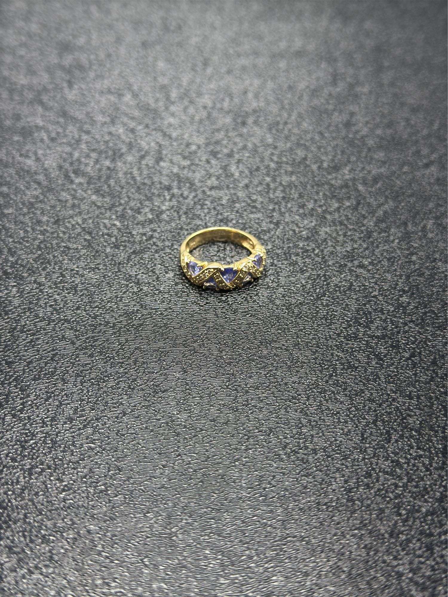 ZIG ZAG BLUE TANZANITE & DIAMOND 14K GOLD @ 5 GRAMS
