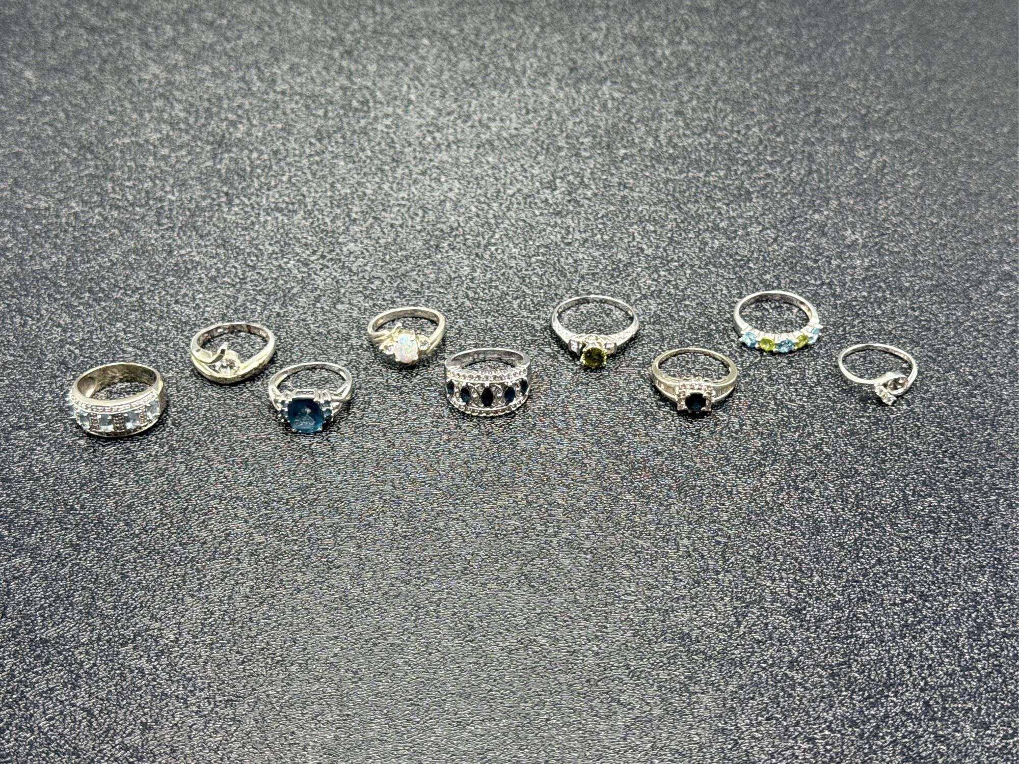 ASSORTED STERLING SILVER RINGS @ APPROX 36 GRAMS COMBINED