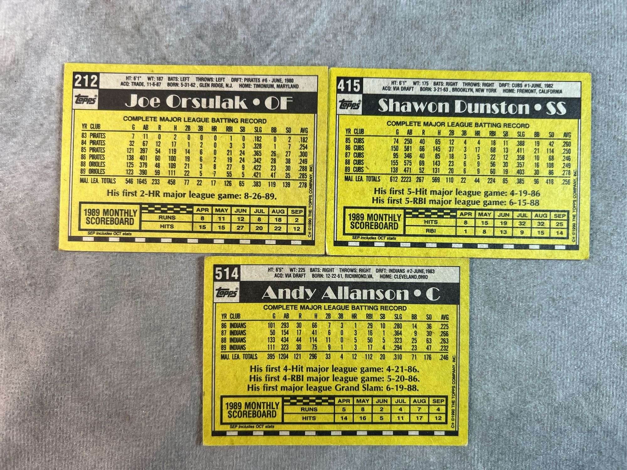 1990 Topps Baseball Cards
