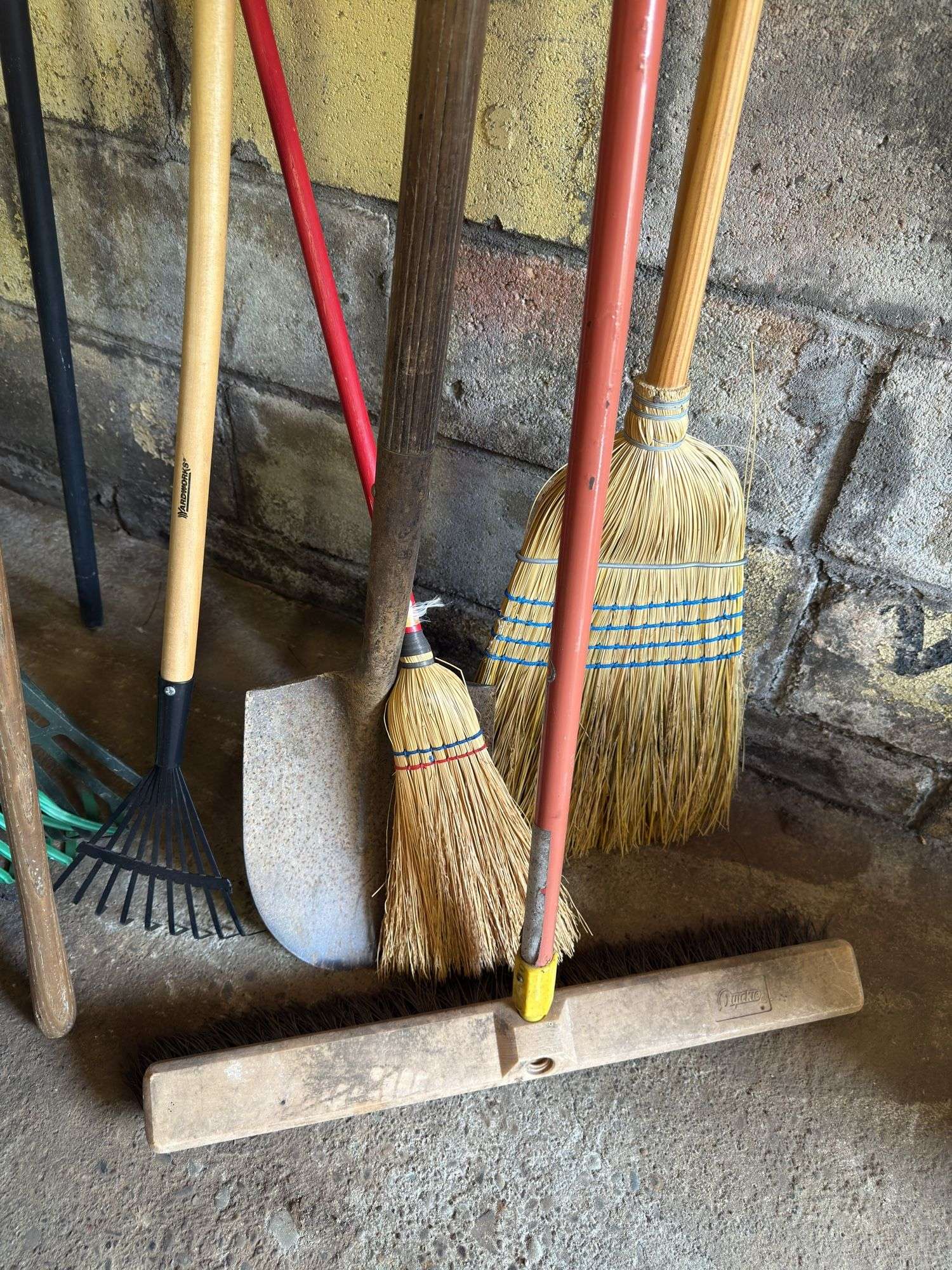 YARD TOOLS: YARD RAKES, GARDEN RAKES, SHOVEL, HOE, BROOMS