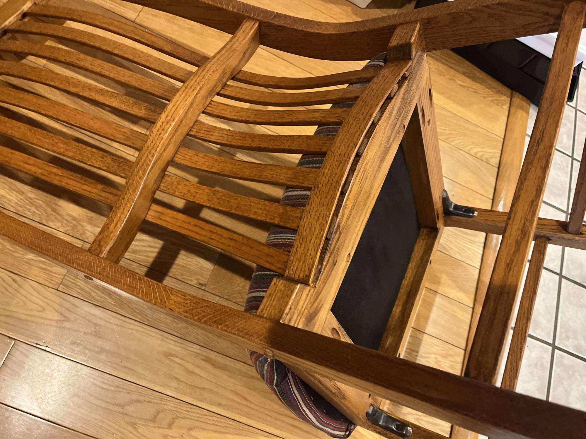 6 Oak Slat Back Dining Chairs