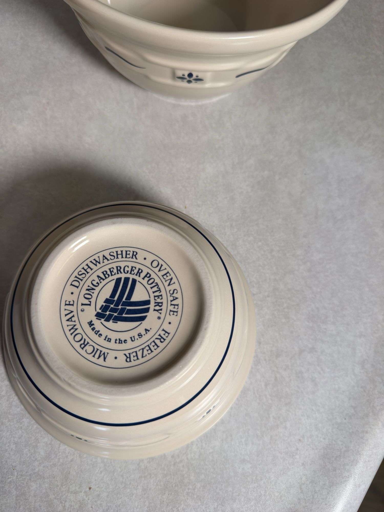 3 LONGABERGER POTTERY MIXING BOWLS