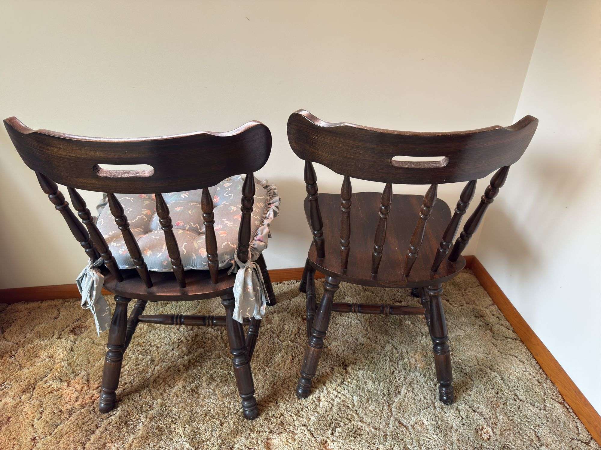 MATCHING PAIR OF WOODEN TABLE CHAIRS