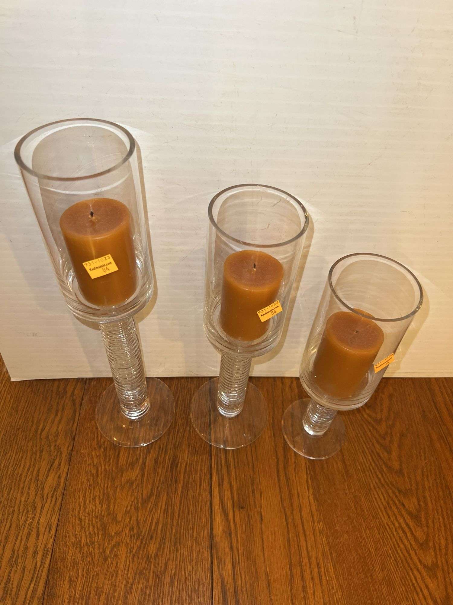 (3) Glass Pedestal Candle Holders