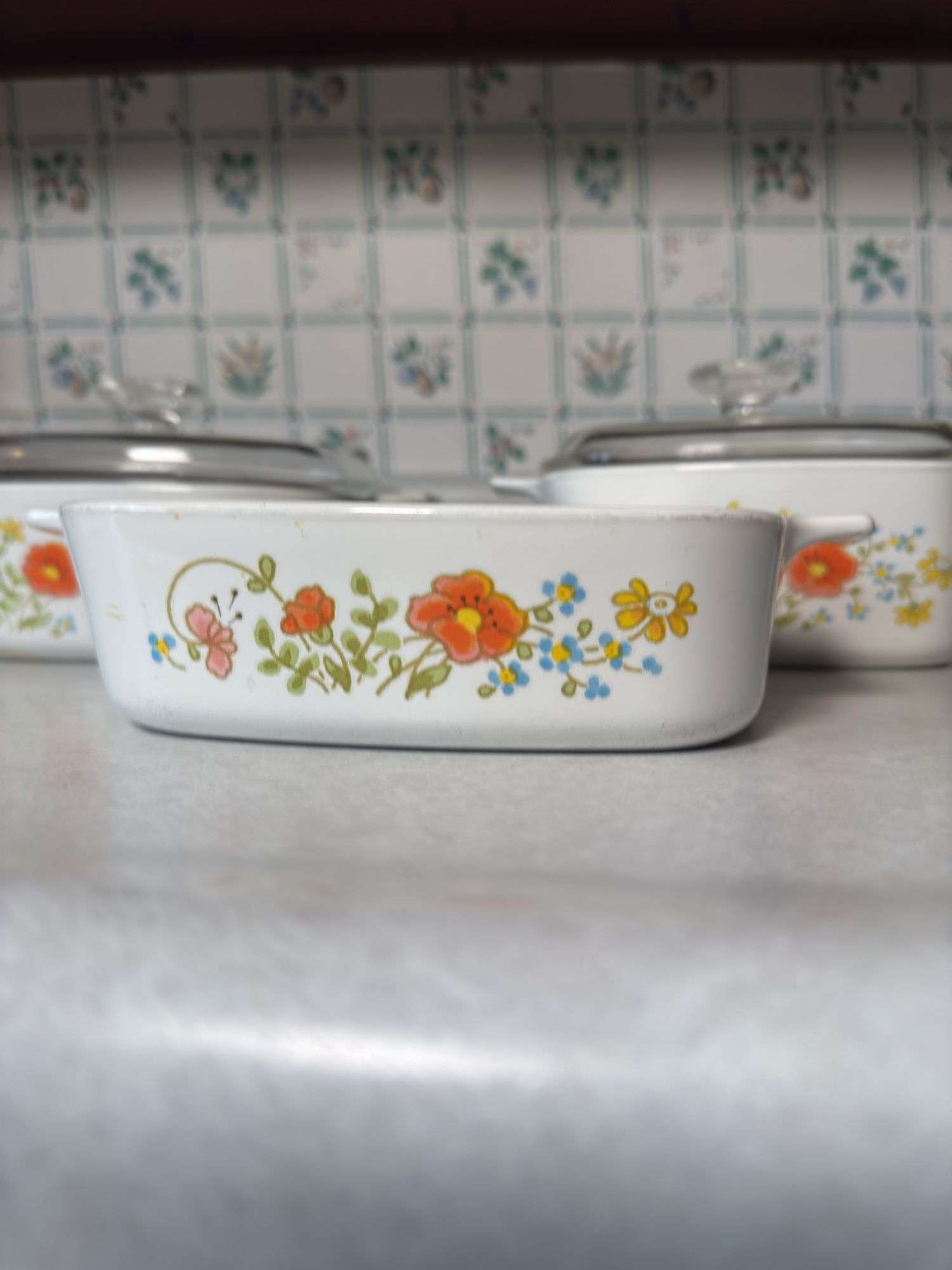 VINTAGE CORNINGWARE WILDFLOWER CASSEROLE DISHES