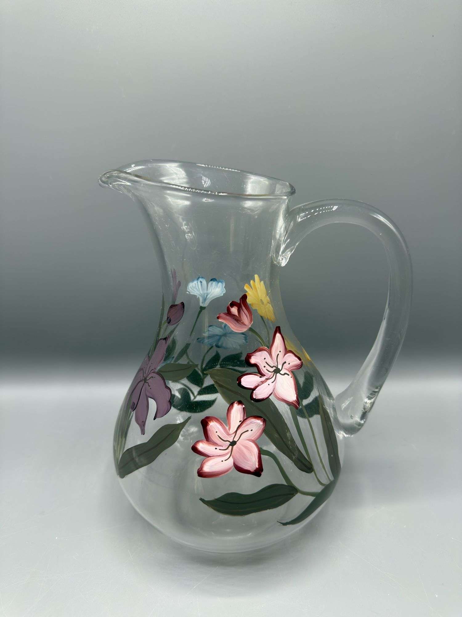 PAIR OF ONEIDA HAND PAINTED PITCHERS