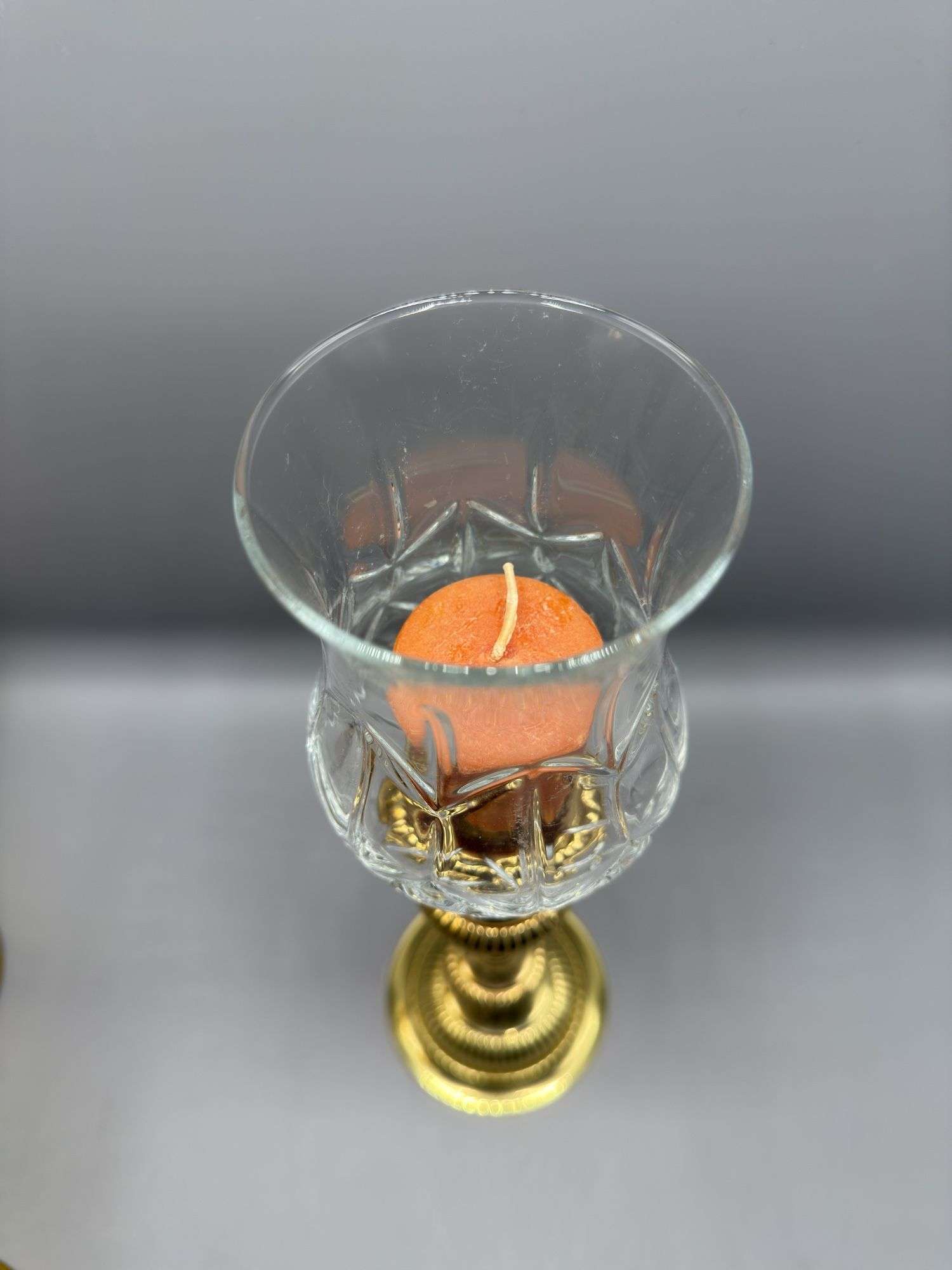 VINTAGE GLASS AND BRASS CANDLE HOLDERS
