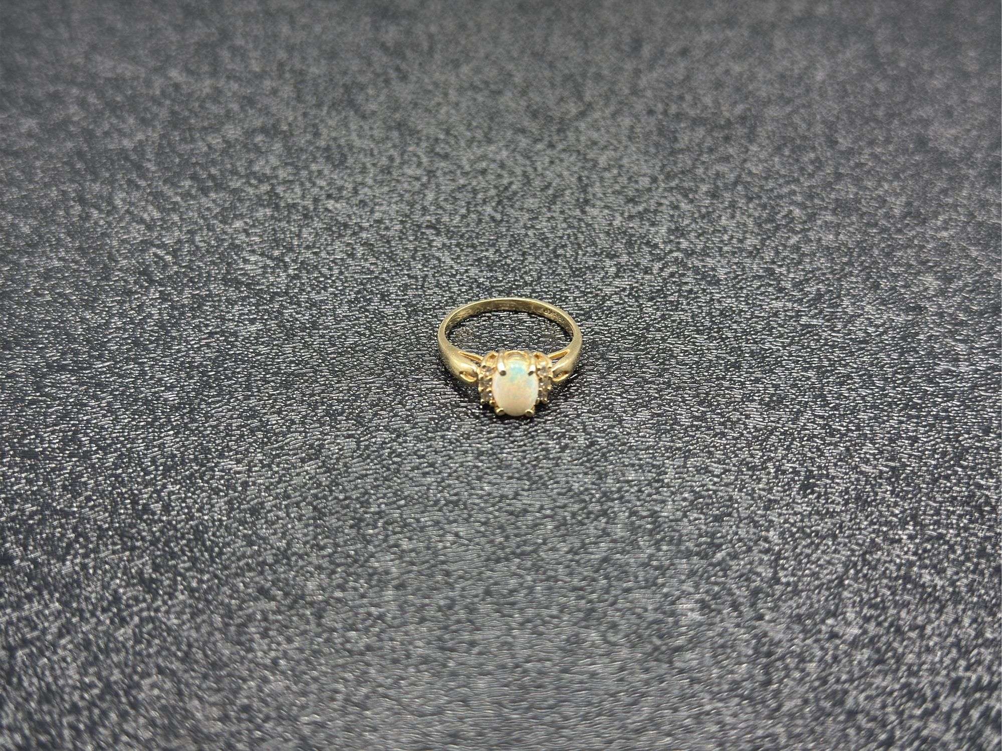 PAIR OF 14K GOLD RINGS: OVAL OPAL/DIAMOND & OVAL CITRINE/DIAMOND @ 6 GRAMS COMBINED