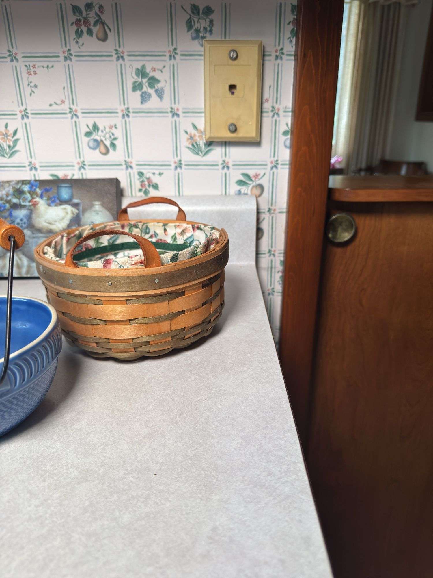 MIKASA TEA PITCHER AND TEA CUPS, BOWL, WALLART, BASKET BY ROYCE CRAFT,CANDLE