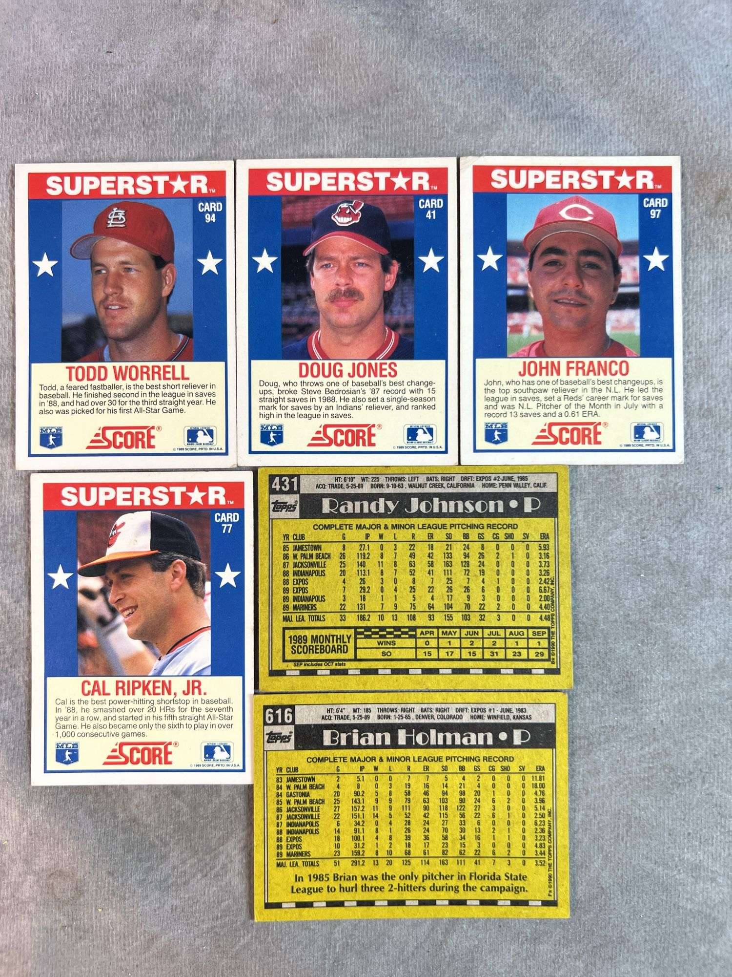 (6) SCORE Superstar Baseball Cards