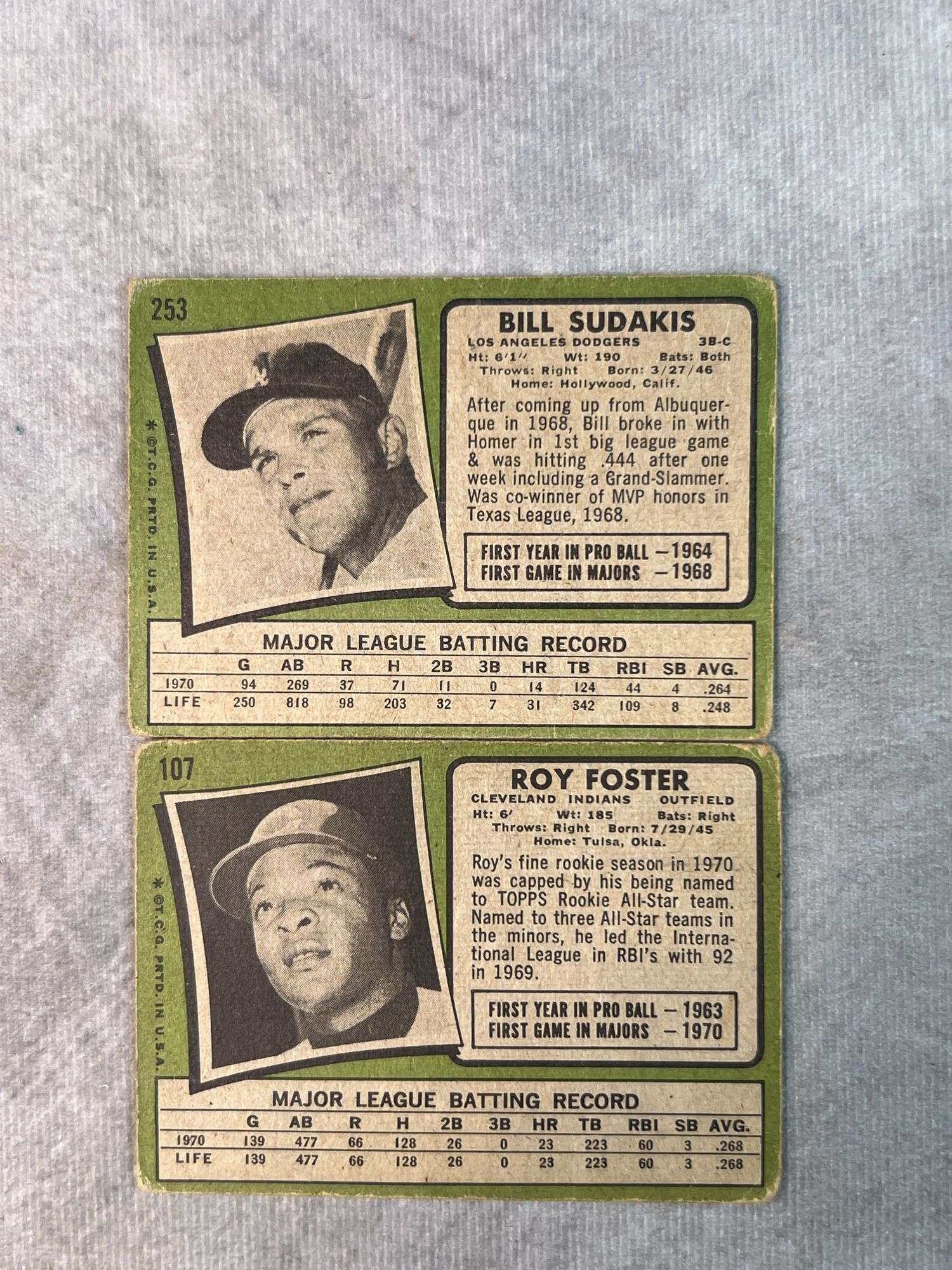 1970 Topps Cards (Roy Foster, Bill Sudakis)
