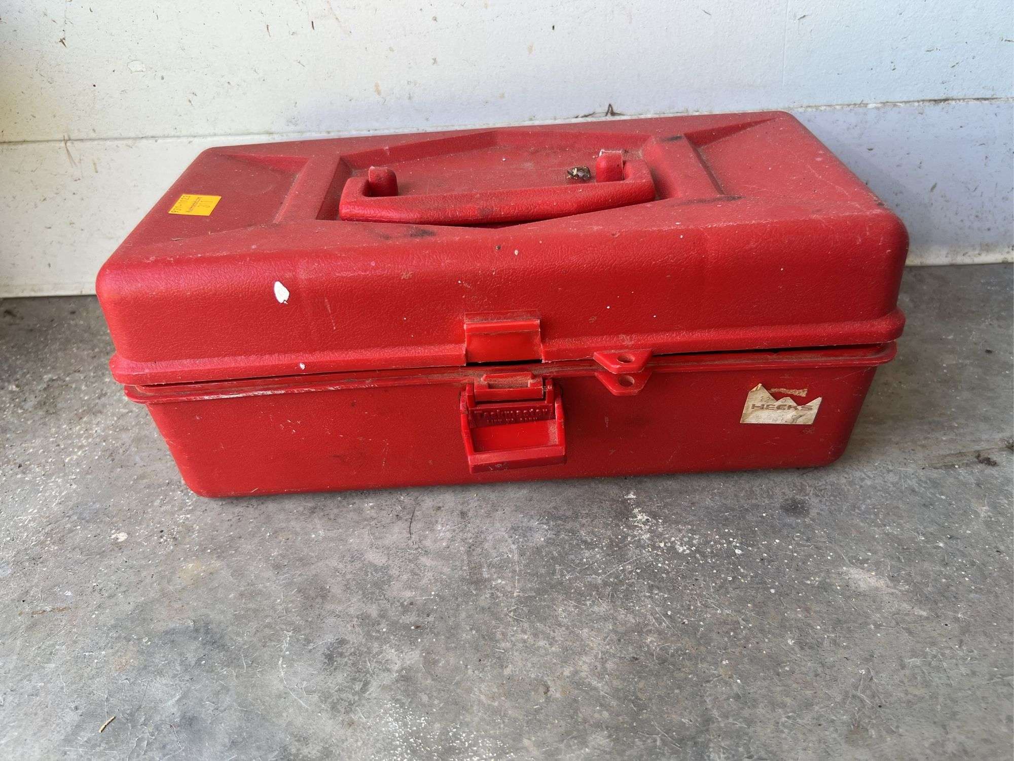 Plastic Red Toolbox with Assorted Wrenches