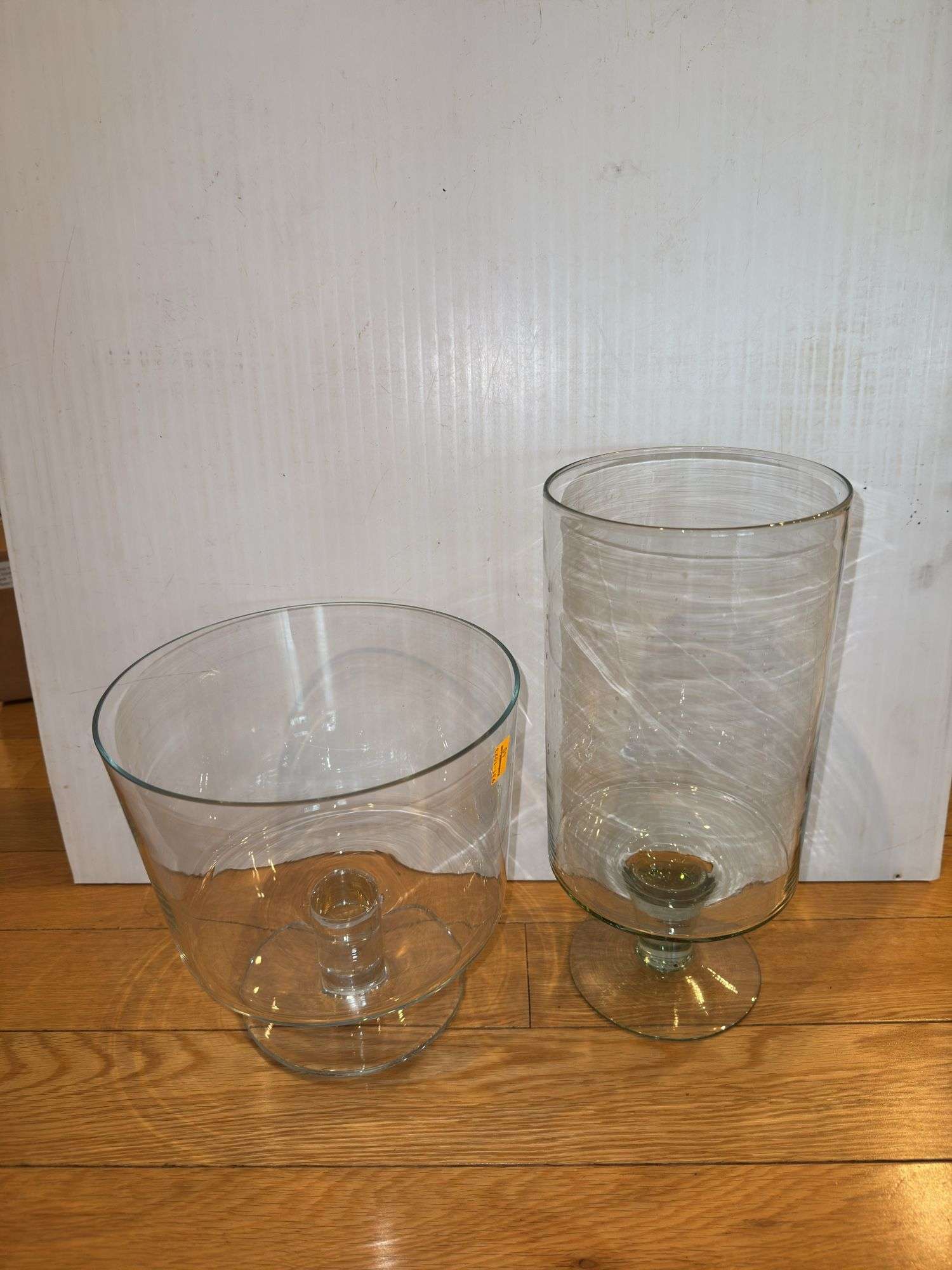 (2) Pedestal Glass Candle Holders