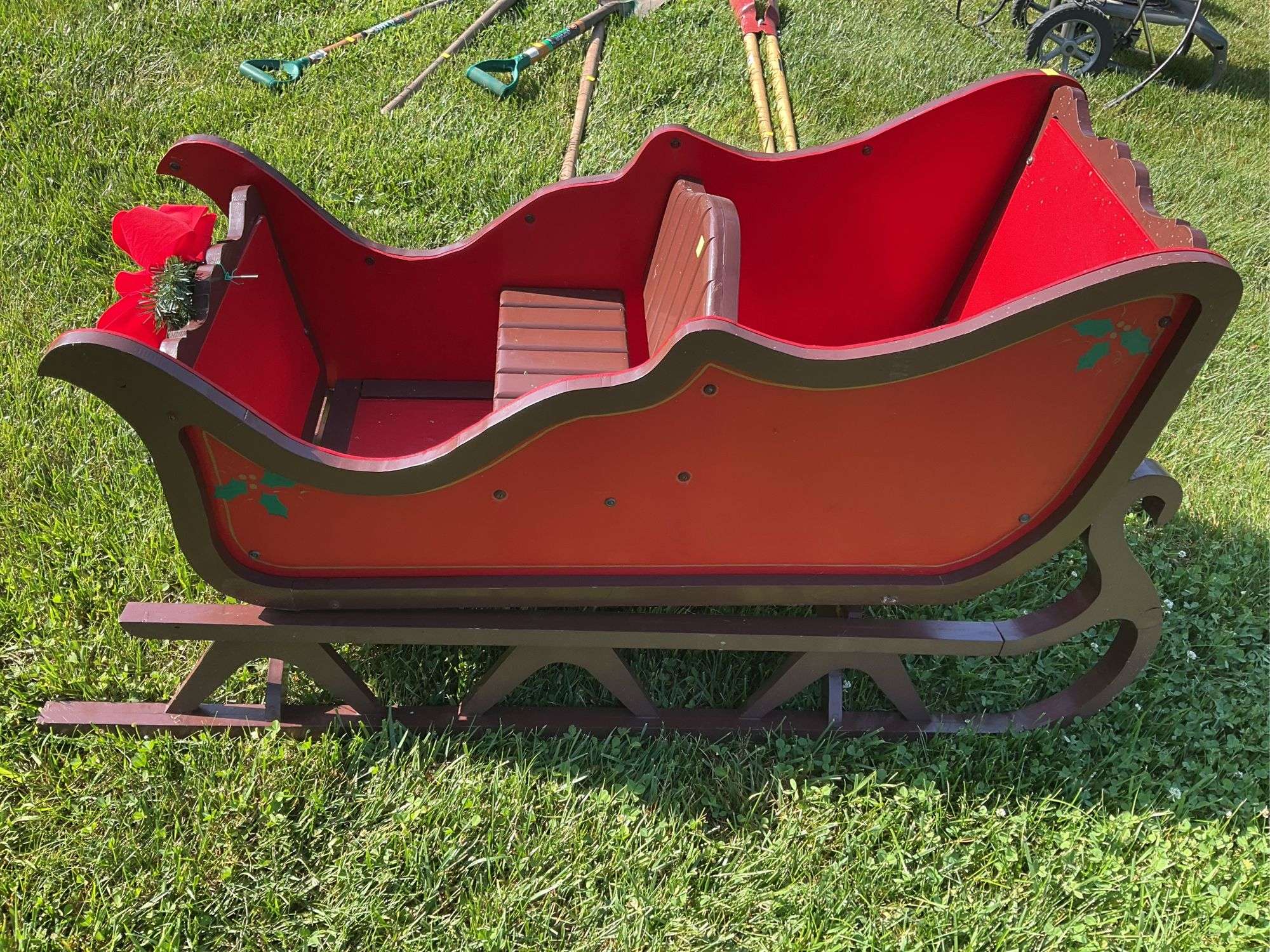 Outdoor Wooden Christmas Sleigh Decoration