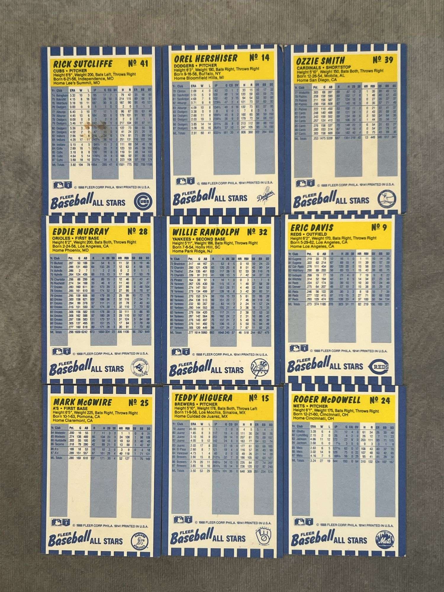 1988 Baseball AllStars ( Orel Hershiser, Ozzie Smith, Rick Sutcliffe, Eddie Murray, Willie Randolph,
