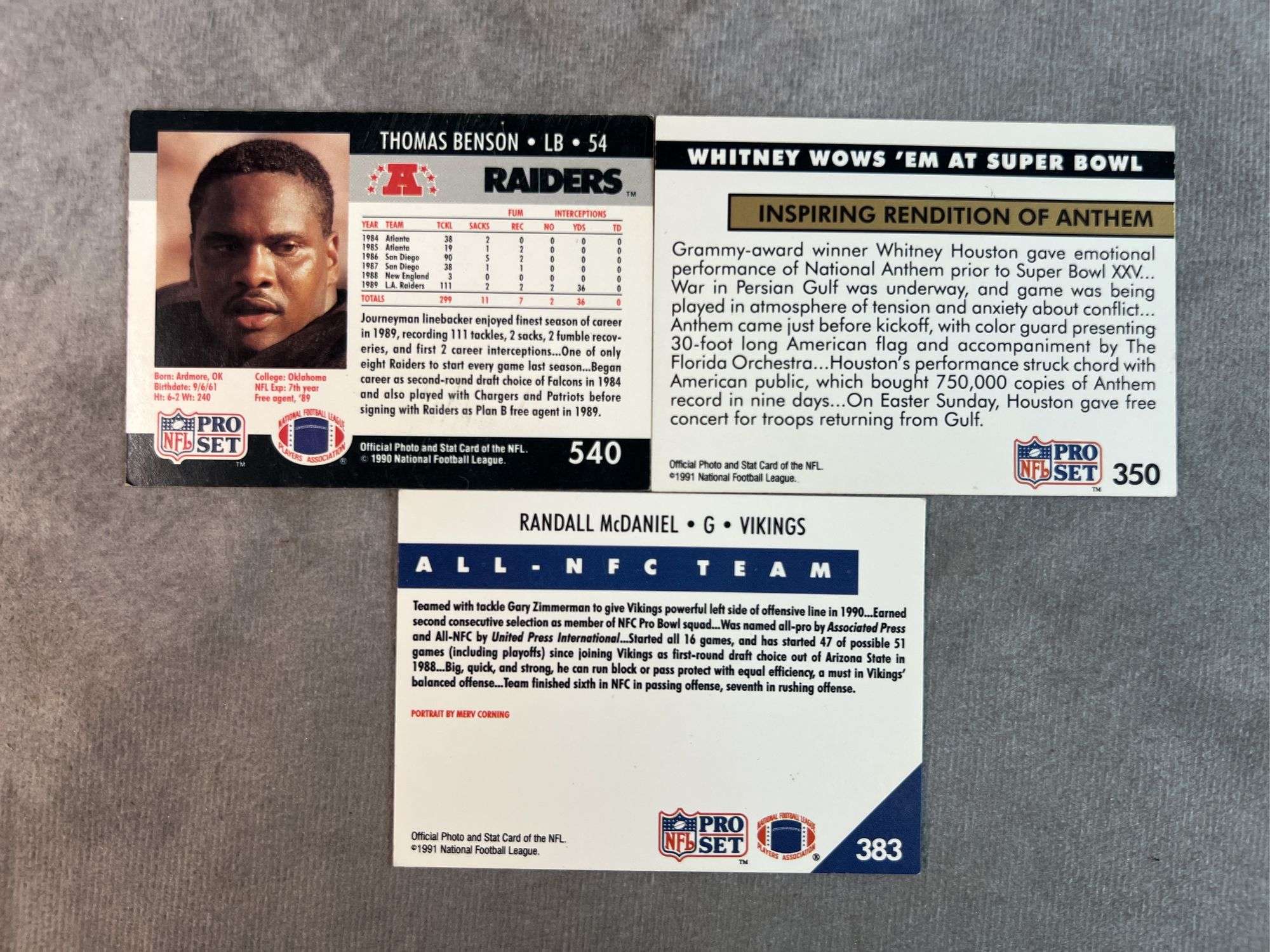 1991 NFL Pro Set Football Cards