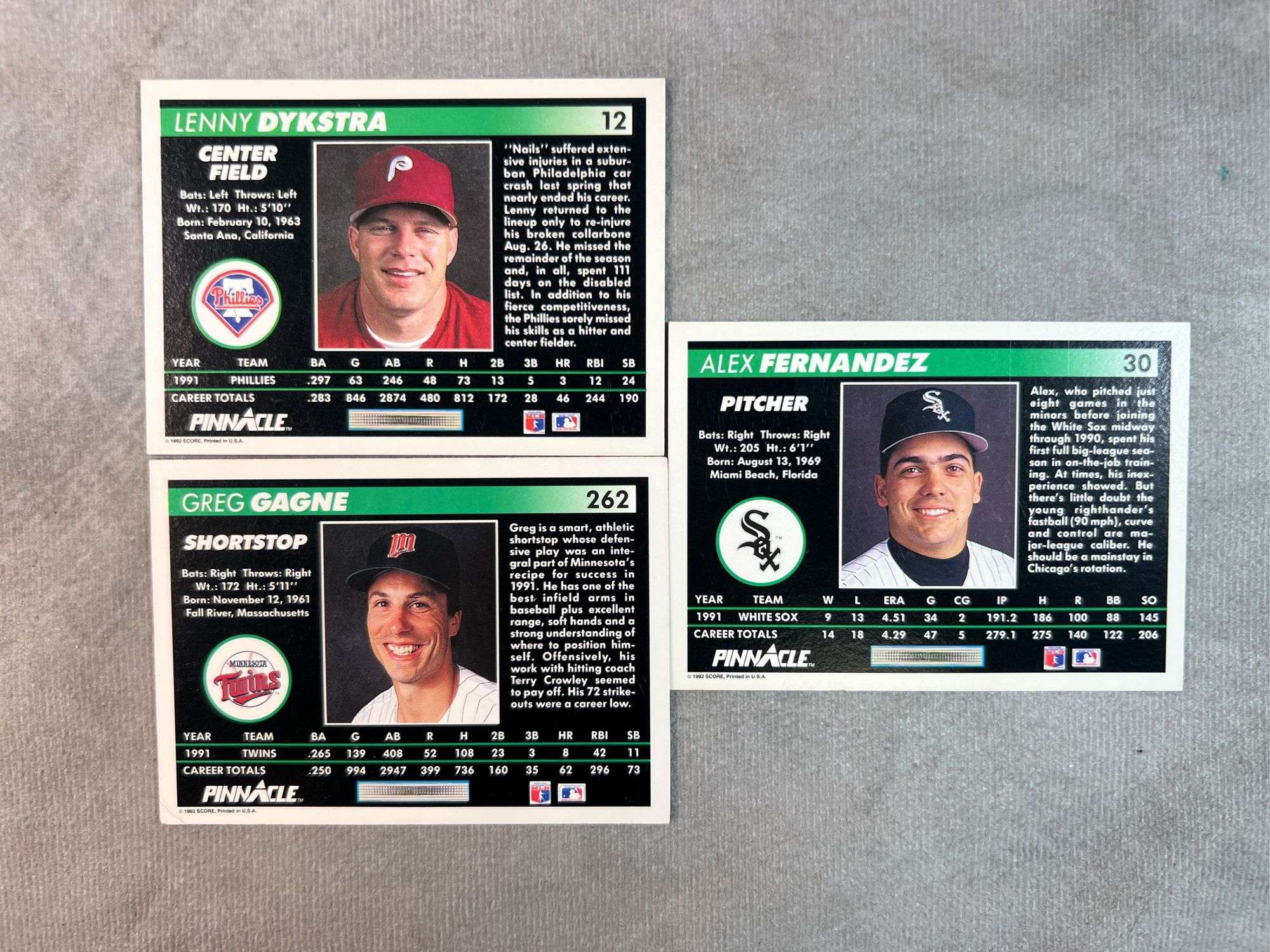 1992 Pinnacle Assorted Baseball Cards