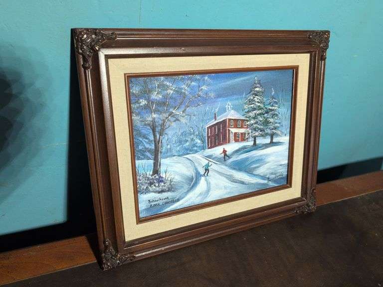 Zoar, Ohio schoolhouse painting by Leona Dodds
