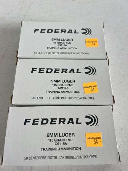 (3) Federal 9mm 115 Grain