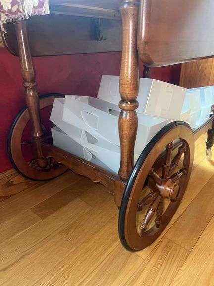 Wooden Rolling Tea Cart