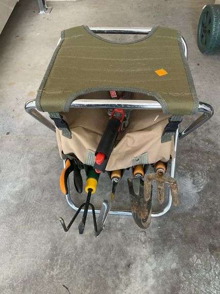 Folding Garden Seat with Tools