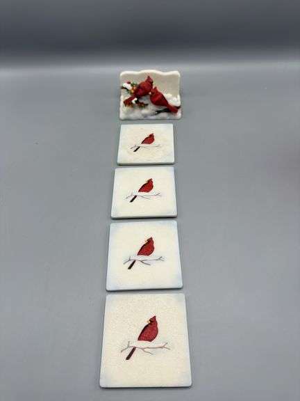 THE DANBURY MINT AND ANDREA BY SADEK CARDINAL FIGURES, BELL, COASTERS AND SNOWGLOBE