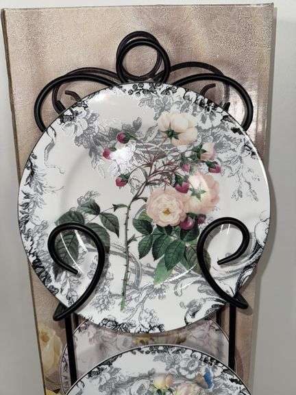 AMERICAN MELEIR AT HOME ROSE TOILE RACK WITH SET OF 3 DISHES