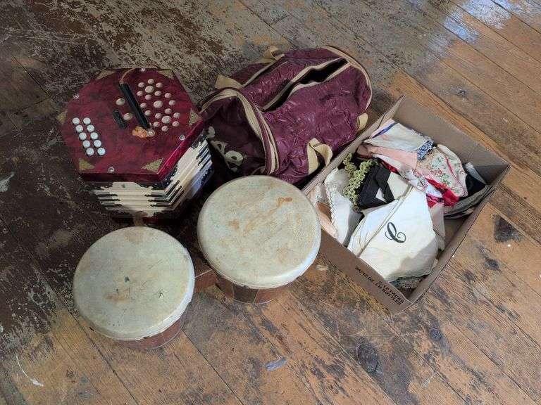Accordion, handkerchiefs, and drums
