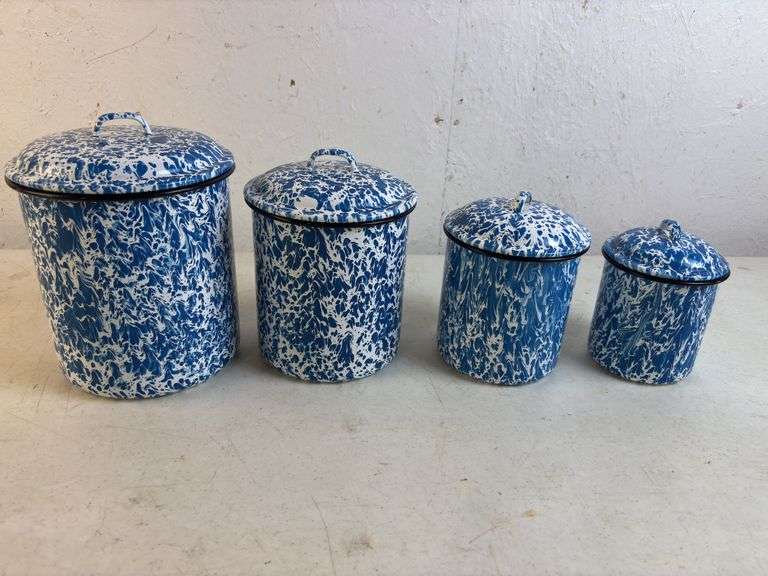 Blue Slag Graniteware Set