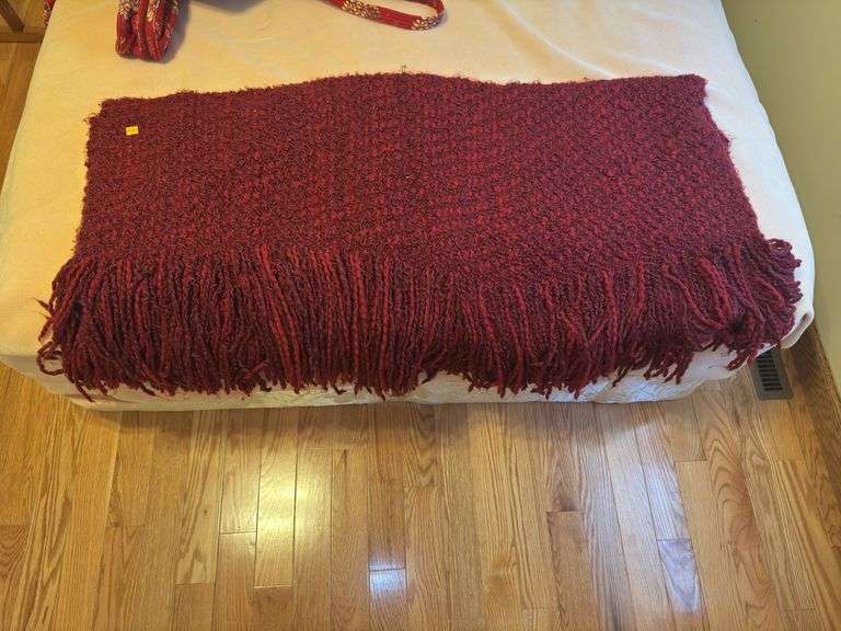 Red Knitted Blanket Throw