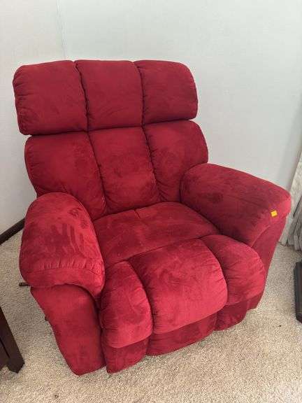 Red Velour Upholstered Recliner