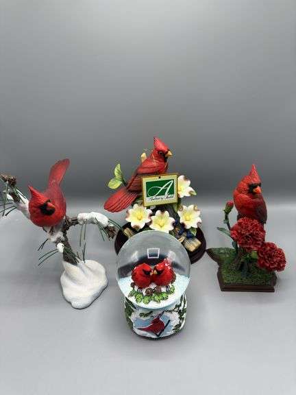 THE DANBURY MINT AND ANDREA BY SADEK CARDINAL FIGURES, BELL, COASTERS AND SNOWGLOBE