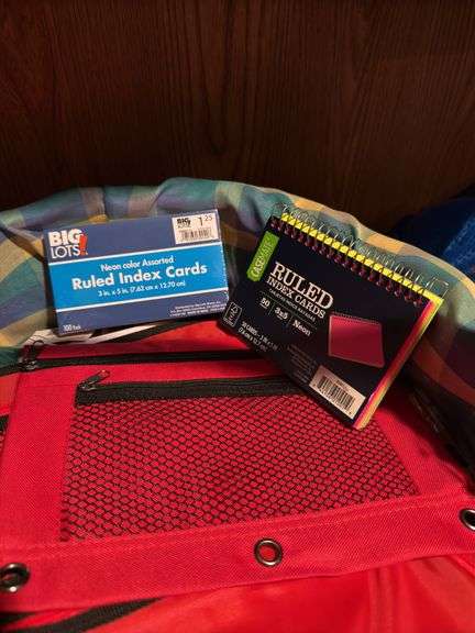 BASKET OF OFFICE SUPPLIES INCLUDING ORGANIZERS, FILES, FOLDERS, PAPER, MARKERS, PENCILS
