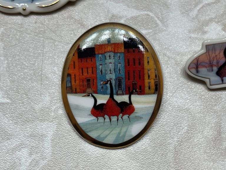 P. Buckley Moss Christmas Geese Pins