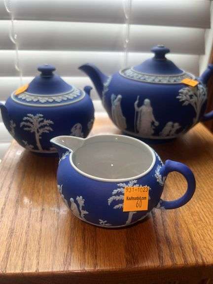 Wedgewood Jasperware 3pc Tea Set, Made in England