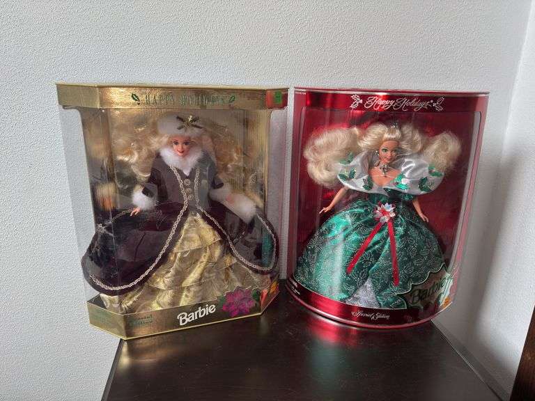 (2) Happy Holidays Barbies