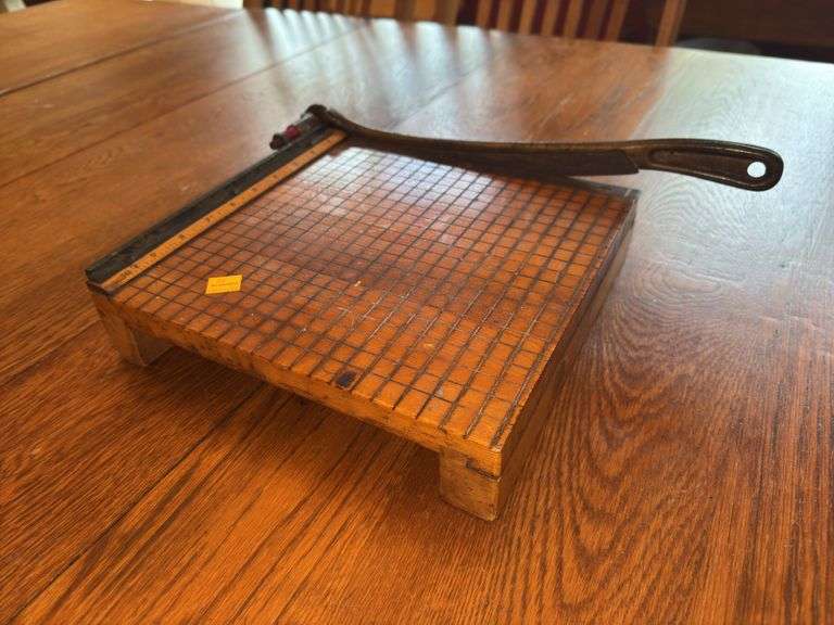 Vintage Wood Cast Iron Paper Cutter