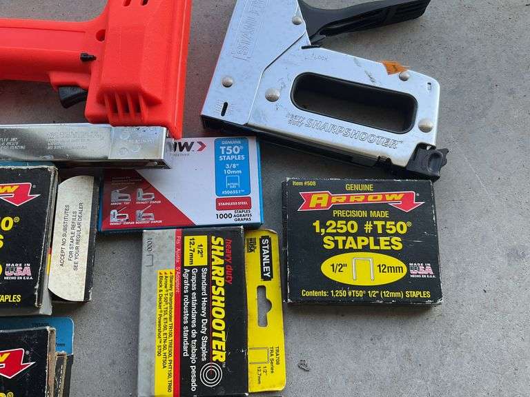 Electric Staple Gun, Stanley Staple Gun, Assortment of Boxes of Staples