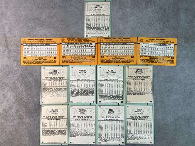 1988 Donruss & 1990 Leaf MVP Cards ( Darryl Strawberry, Orel Hershiser, Andy Van Slyke, Gerald Perry