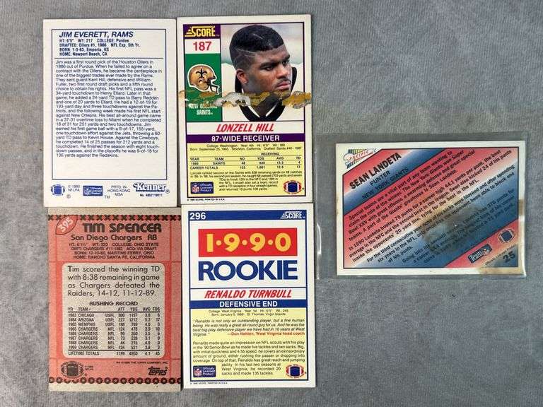 Sean Landeta, Lonzell Hill, Renaldo Turnbull, Jim Everett, Tim Spencer Cards