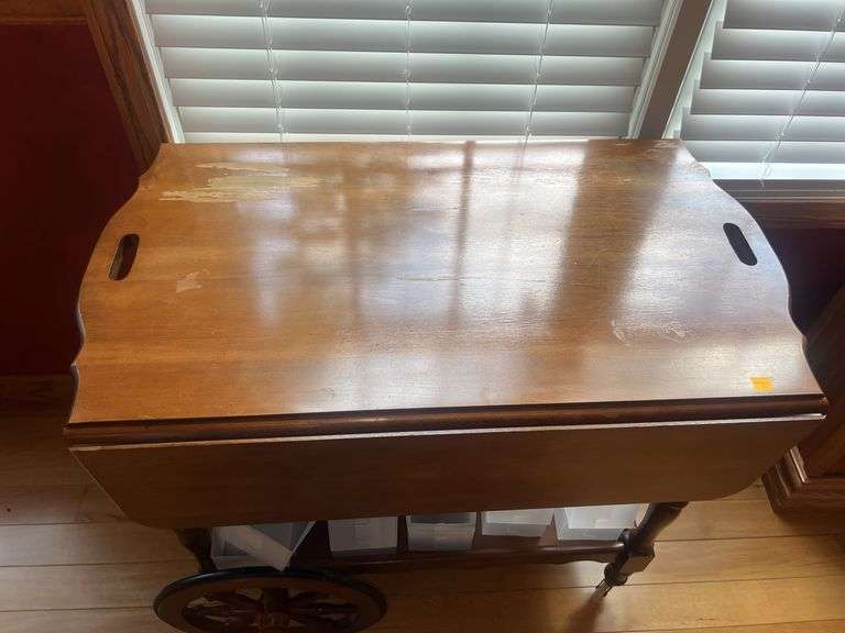 Wooden Rolling Tea Cart