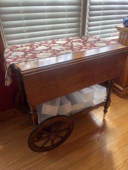 Wooden Rolling Tea Cart